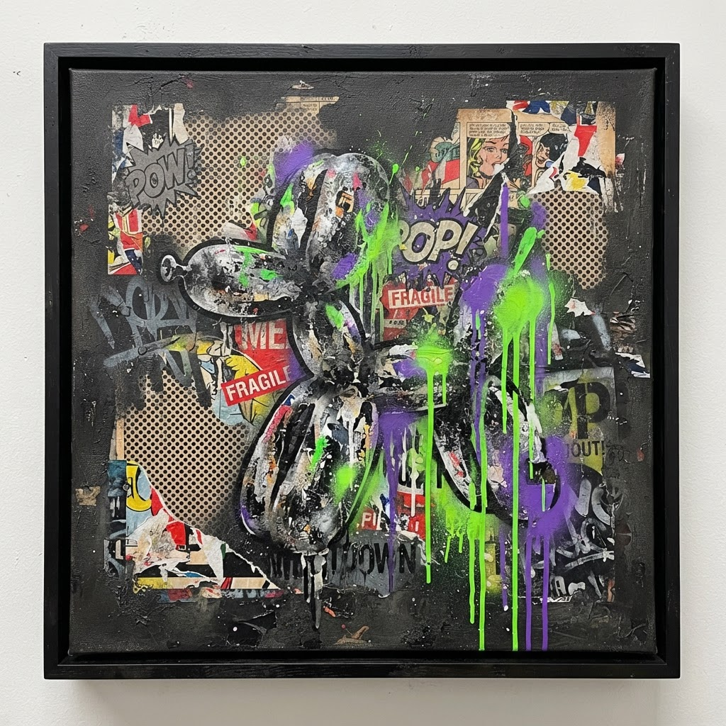 Chien Fondu — Acrylique & aérosol sur toile